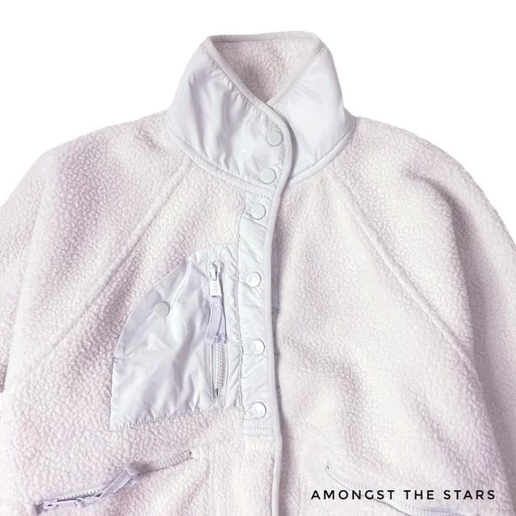 Free People Movement Hit The Slopes Salt Water Blue Grey Fleece Jacket - Picture 7 of 12